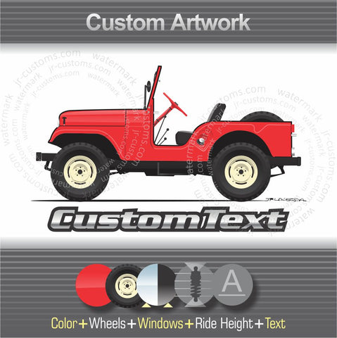 Custom 1955 1956 1957 1958 1959 1960 1961 1962 1963 1964 1965 1966 1967 Jeep CJ-5 CJ5 Tuxedo Park Mark IV art for T-Shirt Hoodie Sticker Mug Long Sleeve Sweatshirt Print Hat Magnet Pillow