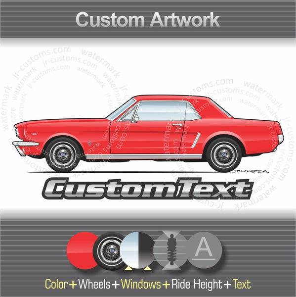 Custom 1964 1/2 1965 1966 64 65 66 Ford Mustang GT hardtop coupe fastback convertible art for T-Shirt Hoodie Sticker Mug Long Sleeve Crewneck Sweatshirt Tank Top Phone Case Print
