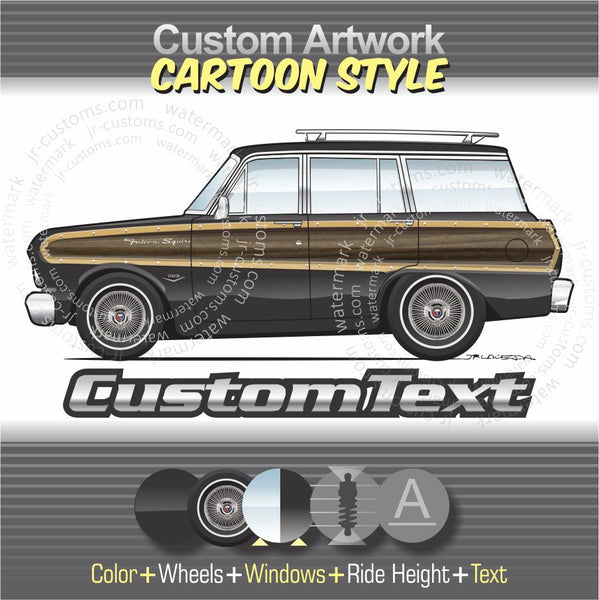 Custom 1961 1962 1963 1964 1965 61 62 63 64 65 Ford Falcon Station wagon squire Futura sedan delivery art for T-Shirt Hoodie Sticker Mug Long Sleeve Crewneck Sweatshirt Tank Top Phone Case Print