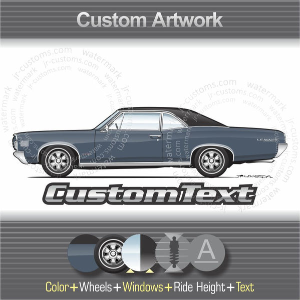 Custom 1964 1965 1967 1967 64 65 66 67 Pontiac Tempest Lemans GTO Hardtop coupe 2 4 door sedan convertible station wagon sports 326 OHC 6 Art for T-Shirt Hoodie Sticker Mug Long Sleeve Crewneck Sweatshirt Print magnet