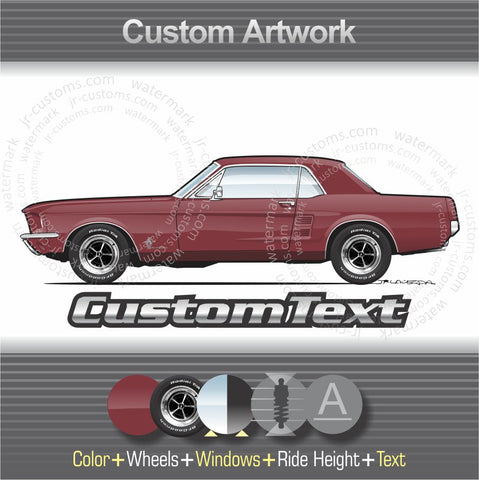 Custom 1967 67 Ford Mustang GT GTA hardtop coupe fastback 2+2 convertible 289 390 V8 art for T-Shirt Hoodie Sticker Mug Long Sleeve Crewneck Sweatshirt Tank Top Phone Case Print Magnet