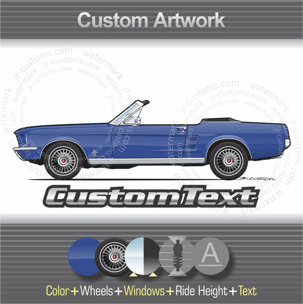 Custom 1967 67 Ford Mustang GT GTA hardtop coupe fastback 2+2 convertible 289 390 V8 art for T-Shirt Hoodie Sticker Mug Long Sleeve Crewneck Sweatshirt Tank Top Phone Case Print Magnet