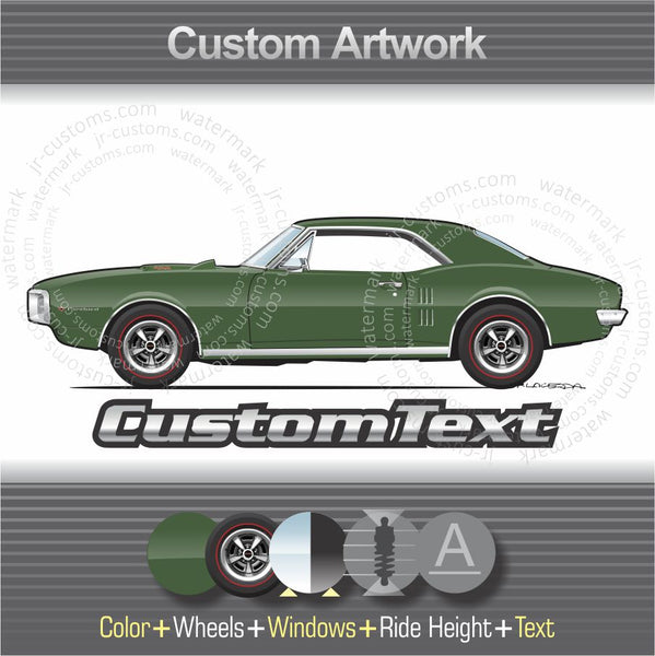 Custom 1967 1968 1969 67 68 69 Pontiac Firebird Coupe Convertible 326 400 HO H.O. OHC Sprint Base art for T-Shirt Hoodie Sticker Mug Long Sleeve Crewneck Sweatshirt Print Hat