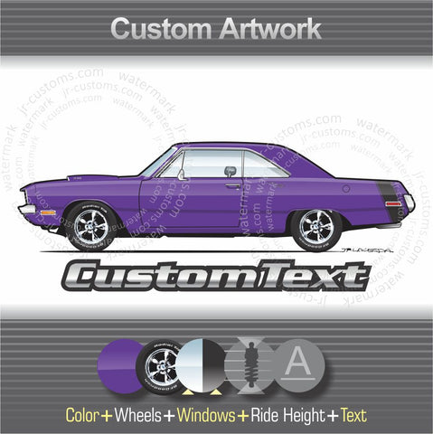 Custom 1970 1972 1972 70 71 72 Dodge Dart Swinger 340 Special 4 door Sedan art for T-Shirt Hoodie Sticker Mug Long Sleeve Sweatshirt Crewneck Tank Top Print Phone Case Magnet