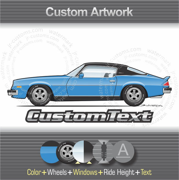 Custom 1974 1975 1976 1977 74 75 76 77 Type LT Chevrolet Chevy Camaro RS Z/28 Z28 Rally Sport Berlineta Coupe art for T-Shirt Hoodie Sticker Mug Long Sleeve Crewneck Sweatshirt Print