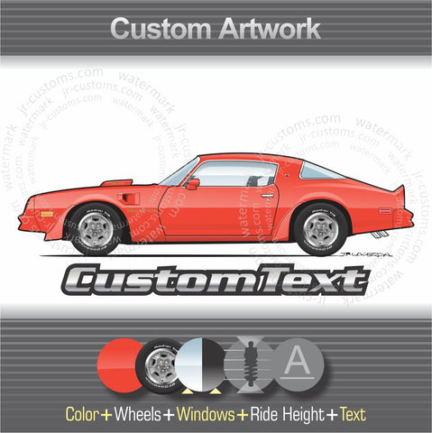 Custom 1976 76 Pontiac Firebird 350 400 455 Formula Trans Am Base S87 T87 L78 L75 Esprit W50 U87 V87 art for T-Shirt Hoodie Sticker Mug Long Sleeve Crewneck Sweatshirt Print Magnet