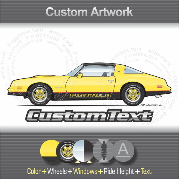 Custom 1976 76 Pontiac Firebird 350 400 455 Formula Trans Am Base S87 T87 L78 L75 Esprit W50 U87 V87 art for T-Shirt Hoodie Sticker Mug Long Sleeve Crewneck Sweatshirt Print Magnet