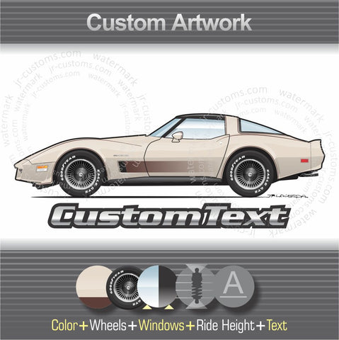 Custom 1980 1981 1982 80 81 82 Chevrolet Chevy Corvette C3 C-3 Collector Edition art for T-Shirt Hoodie Sticker Mug Long Sleeve Crewneck Sweatshirt Print