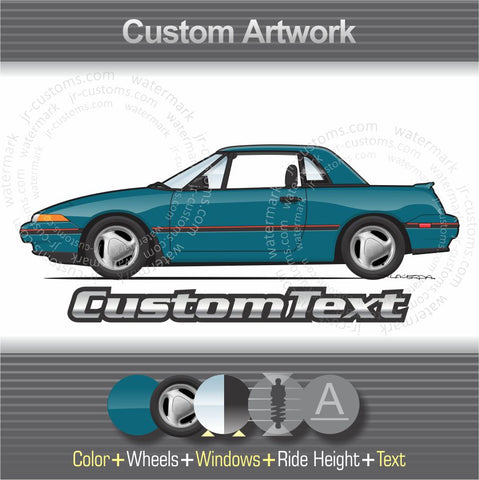 Custom 1990 1991 1992 1993 1994 90 91 92 93 94 Mercury Capri XR2 SC Clubsprint Convertible cabrio art for T-Shirt Hoodie Sticker Mug Long Sleeve Sweatshirt tank Top Print Phone Case Magnet Pillow