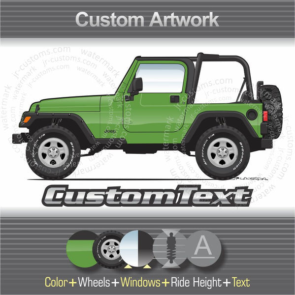 Custom 1997 1998 1999 2000 2001 2002 2003 2004 2005 2006 97 98 99 00 01 02 03 04 05 06 Jeep TJ Wrangler Unlimited Sport Sahara columbia freedom golden eagle rocky mountain tomb raider willysart for T-Shirt Hoodie Sticker Mug Long Sleeve Sweatshirt Print