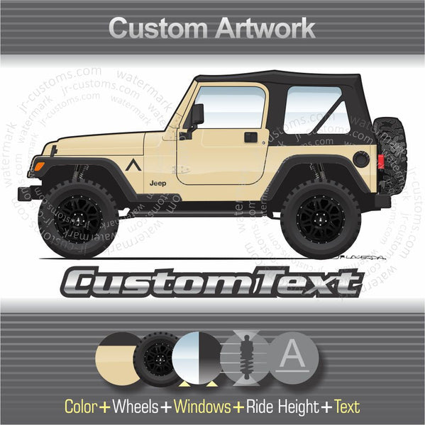 Custom 1997 1998 1999 2000 2001 2002 2003 2004 2005 2006 97 98 99 00 01 02 03 04 05 06 Jeep TJ Wrangler Unlimited Sport Sahara columbia freedom golden eagle rocky mountain tomb raider willysart for T-Shirt Hoodie Sticker Mug Long Sleeve Sweatshirt Print