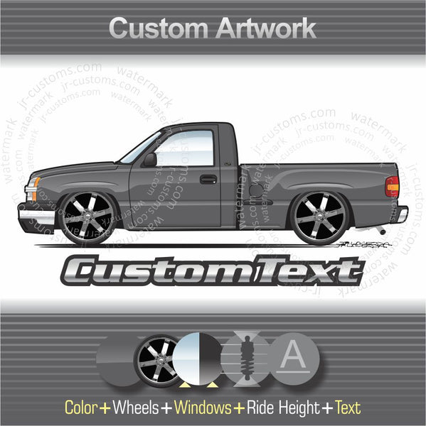 Custom 2003 2004 2005 2006 03 04 05 06 Chevrolet Chevy Silverado 1500 SS 2500 3500 Intimidator LS LT Stepside Extended Crew Cab Z71 Vortec Pickup Truck 4x4 art for T-Shirt Hoodie Sticker Mug Long Sleeve Sweatshirt Print Phone Case Magnet Hat