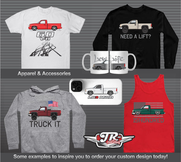 Custom 2003 2004 2005 2006 03 04 05 06 Chevrolet Chevy Silverado 1500 SS 2500 3500 Intimidator LS LT Stepside Extended Crew Cab Z71 Vortec Pickup Truck 4x4 art for T-Shirt Hoodie Sticker Mug Long Sleeve Sweatshirt Print Phone Case Magnet Hat