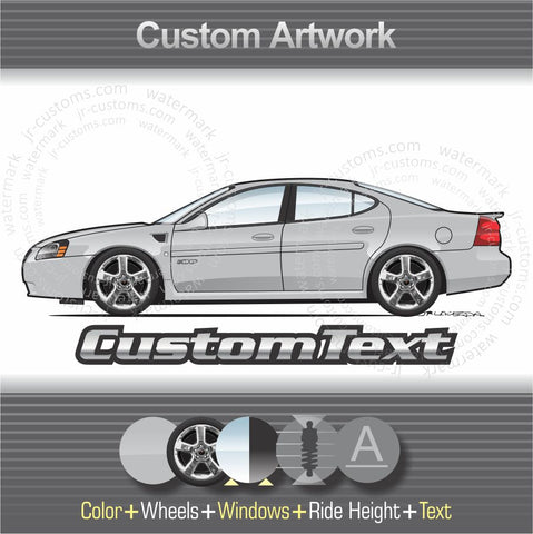 Custom 2004 2005 2006 2007 2008 04 05 06 07 08 Pontiac Grand Prix GT1 GT2 GTP GT GXP Comp G LS4 5.3 V8 3800 V6 Art for T-Shirt Hoodie Sticker Mug Long Sleeve Crewneck Sweatshirt Print magnet