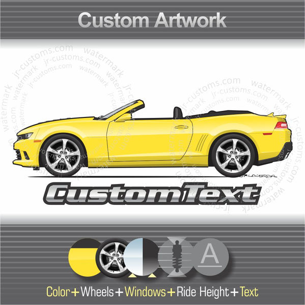 Custom 2014 2015 14 15 Chevrolet Chevy Camaro Coupe Greenflash Convertible SS ZL1 1SS 2SS LT art for T-Shirt Hoodie Sticker Mug Long Sleeve Crewneck Sweatshirt Print Magnet