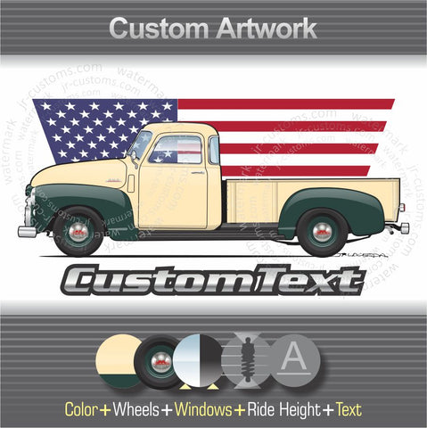 Custom 1947 1948 1949 1950 1951 1952 1953 1954 1955 47 48 49 50 51 52 53 54 55 GMC 100 101 FC Pickup Truck art for T-Shirt Hoodie Sticker Mug Long Sleeve Sweatshirt Crewneck Tank Top Print