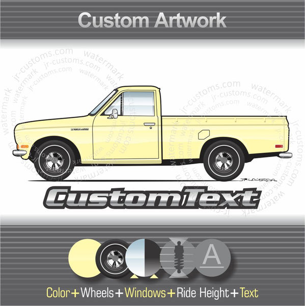 Custom 1969 1970 1971 69 70 71 Datsun 521 1300 1500 1600 pickup Truck hot rat rod vintage patina truck art for T-Shirt Hoodie Sticker Mug Long Sleeve Crewneck Sweatshirt Print Magnet