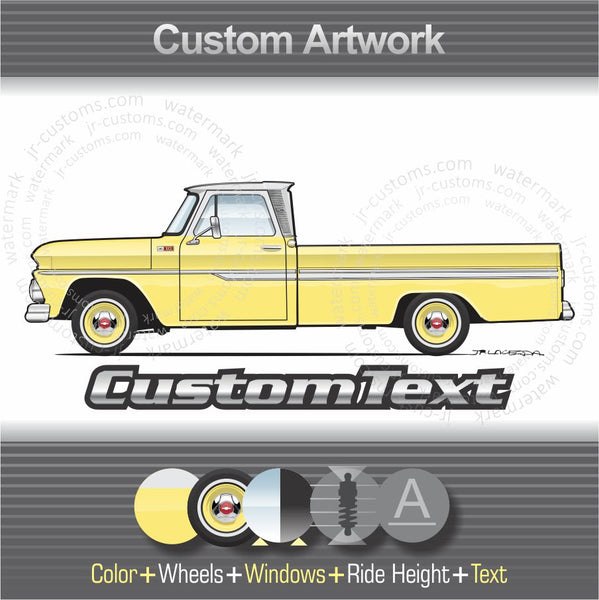 Custom 1964 1965 1966 64 65 66 Chevrolet Chevy Fleetside K10 C10 C-10 K Pickup Truck 4x4 long bed art for T-Shirt Hoodie Sticker Mug Long Sleeve Sweatshirt Crewneck tank Top Print Phone Case Pillow Magnet