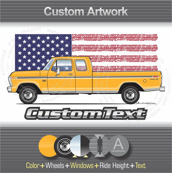 Custom 1974 1975 1976 74 75 76 ford XLT F-150 250 350 SuperCab ranger 4x4 Pickup Truck Lift Kit Lifted 460 390 V8 Camper Special art for T-Shirt Hoodie Sticker Mug Long Sleeve Sweatshirt Print