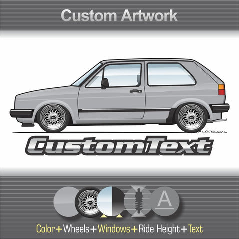 Custom 1983 1984 1985 1986 1987 83 84 85 86 87 Volkswagen VW Golf MKII Mk2 CL GL GT GTD GTi 16v 3 door art for T-Shirt Hoodie Sticker Mug Long Sleeve Crewneck Sweatshirt Print Magnet