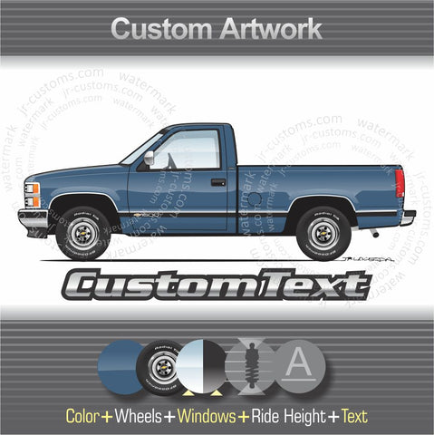 Custom 1988 1989 1990 1991 1992 1993 88 89 90 91 92 93 Chevrolet Chevy OBS Scottsdale Silverado C1500 454SS Fleetside Sport Sportside Pickup Truck 4x4 art for T-Shirt Hoodie Sticker Mug Long Sleeve Sweatshirt Crewneck tank Top Print Phone Case