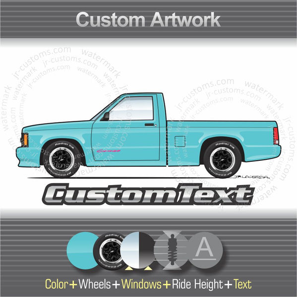 Custom 1991 1992 1993 91 92 93 Chevrolet Chevy S10 S-10 Baja Cameo LS Durango Pickup Truck 4x4 extended cab art for T-Shirt Hoodie Sticker Mug Long Sleeve Sweatshirt Crewneck tank Top Print Phone Case