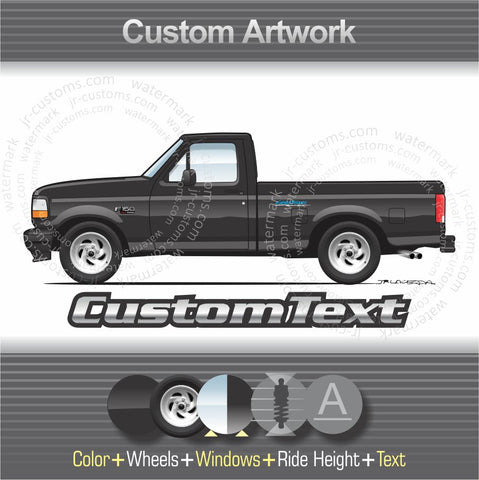 Custom 1993 93 1994 94 95 1995 F-150 SVT Lightning Pickup Truck Ford art for T-Shirt Hoodie Sticker Mug Long Sleeve Crewneck Sweatshirt Print Pillow Magnet Phone Case tank top