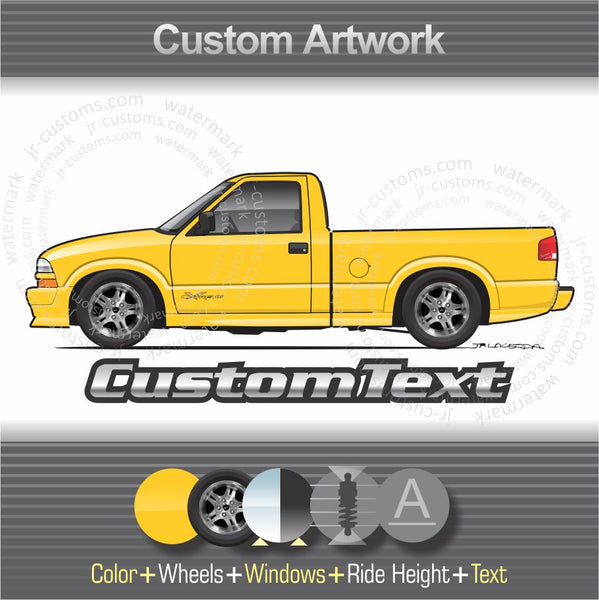 Custom 1998 1999 2000 2001 2002 2003 98 99 00 01 02 03 Chevrolet Chevy S10 S-10 LS ZR2 ZR-2 Xtreme Pickup Truck 4x4 extended cab art for T-Shirt Hoodie Sticker Mug Long Sleeve Sweatshirt Crewneck tank Top Print Phone Case