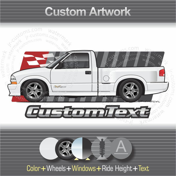 Custom 1998 1999 2000 2001 2002 2003 98 99 00 01 02 03 Chevrolet Chevy S10 S-10 LS ZR2 ZR-2 Xtreme Pickup Truck 4x4 extended cab art for T-Shirt Hoodie Sticker Mug Long Sleeve Sweatshirt Crewneck tank Top Print Phone Case