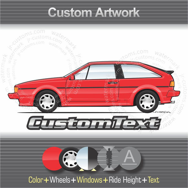 Custom 1984 1985 1986 1987 1988 1989 1990 84 85 86 87 88 89 90 Volkswagen VW Scirocco MK2 GTX 16v art for T-Shirt Hoodie Sticker Mug Long Sleeve Crewneck Sweatshirt Print
